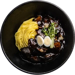 Authentic Korean-Chinese Jajangmyeon noodles in savory black bean sauce by BOBAE Global Inc. and KSBC.